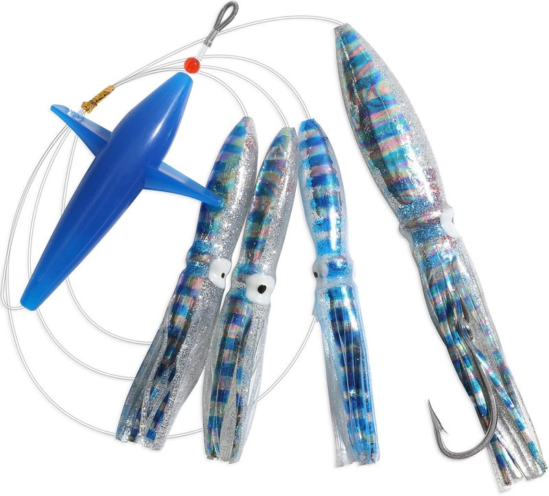OCEAN CAT Saltwater Trolling Fishing Lures Bird Chain Teaser for Fishing with Rigged Hook 8/0 for Mahi, Tuna, Wahoo and Big Game Fish - Image 1
